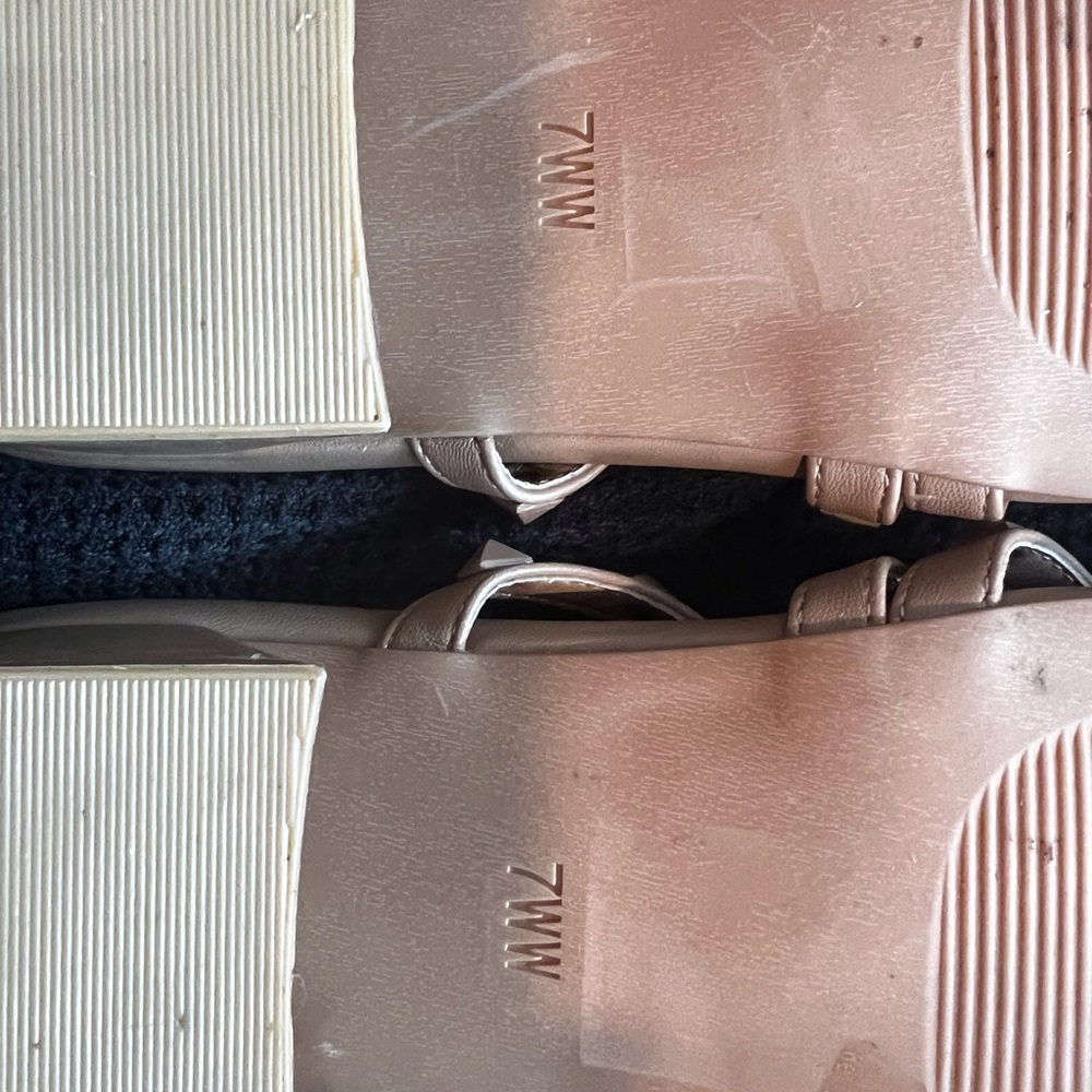 Studded strappy sandal. Size 7W. 2” square heel. Tan. - Picture 2 of 3